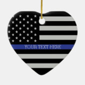 Thin Blue Line - American Flag Keramisch Ornament (Achterkant)