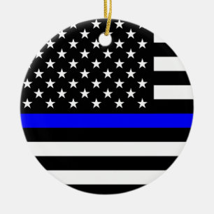 Thin Blue Line American Flag Keramisch Ornament