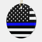 Thin Blue Line American Flag Keramisch Ornament (Links)