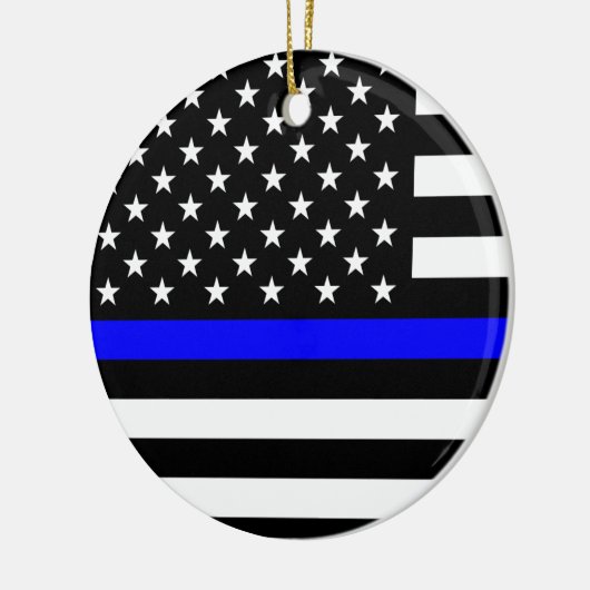 Thin Blue Line American Flag Keramisch Ornament (Links)
