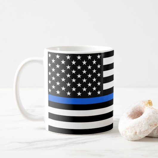 Thin Blue Line American Flag Koffiemok (Met donut)