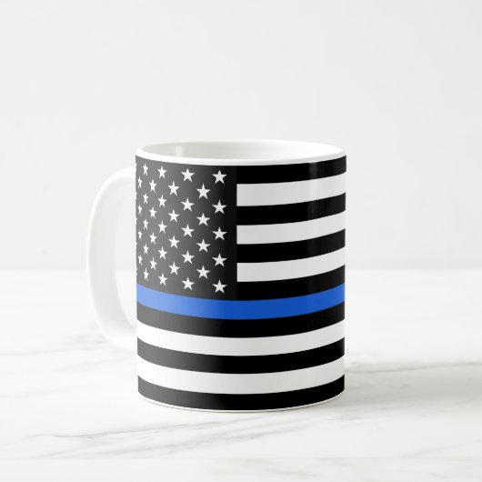 Thin Blue Line American Flag Koffiemok (Voorkant links)