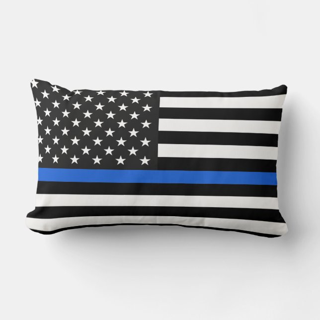 Thin Blue Line American Flag Kussen (Voorkant)