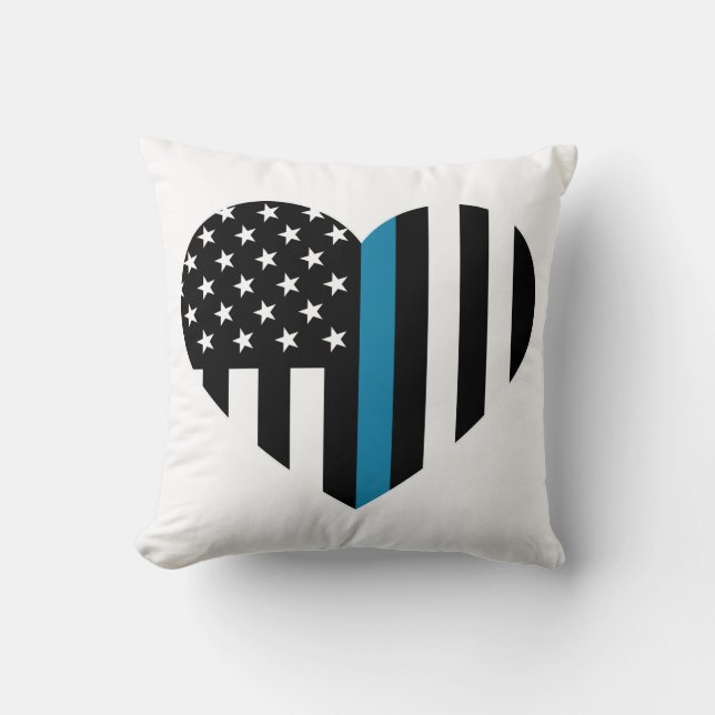 Thin Blue Line American Flag Kussen (Voorkant)