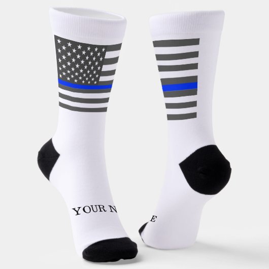 Thin Blue Line American flag law enforcement Sokken (Gebogen)
