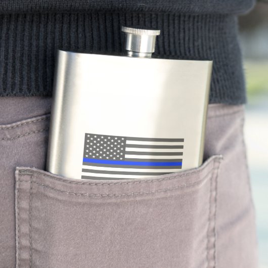 Thin blue line american flag law forcement drink flacon (Voorbeeld)