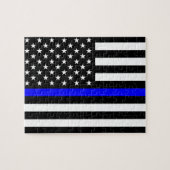 Thin Blue Line American Flag Legpuzzel (Horizontaal)