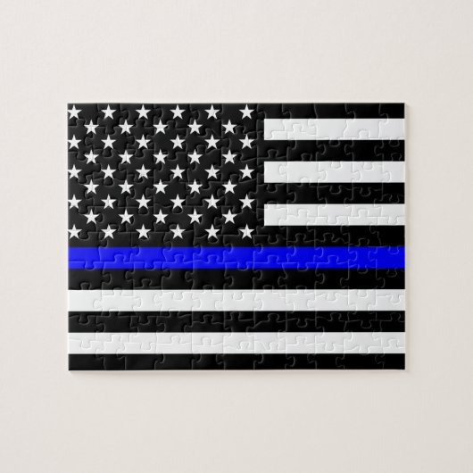 Thin Blue Line American Flag Legpuzzel (Horizontaal)