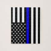 Thin Blue Line American Flag Legpuzzel (Verticaal)