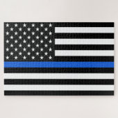 Thin Blue Line American Flag Legpuzzel (Horizontaal)