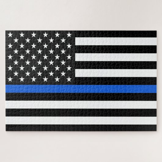 Thin Blue Line American Flag Legpuzzel (Horizontaal)