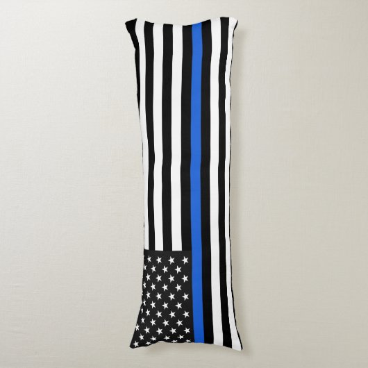 Thin Blue Line American Flag Lichaamskussen (Voorkant Verticaal)