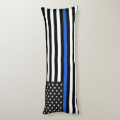 Thin Blue Line American Flag Lichaamskussen (Achterkant (Verticaal))