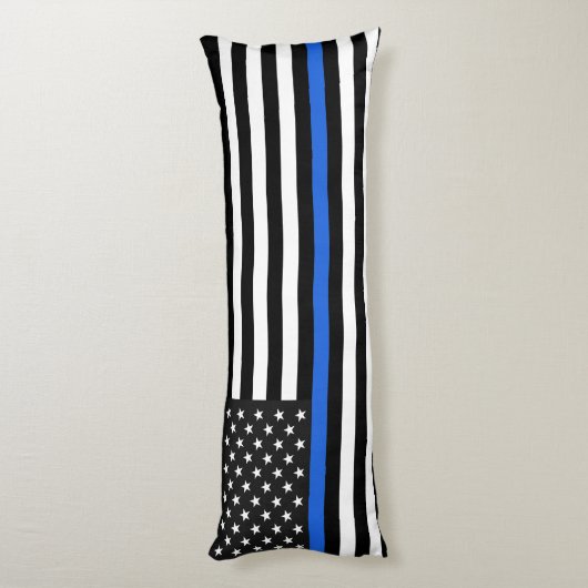 Thin Blue Line American Flag Lichaamskussen (Achterkant (Verticaal))