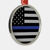 Thin Blue Line - American Flag Metalen Ornament (Rechts)