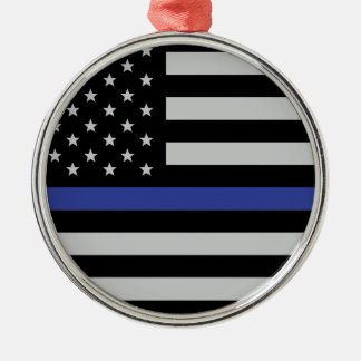 Thin Blue Line - American Flag Metalen Ornament