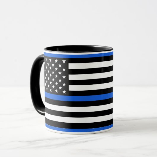 Thin Blue Line American Flag Mok (Voorkant links)
