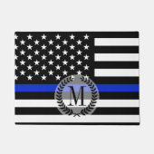 Thin Blue Line American Flag Monogram Deurmat (Voorkant)