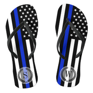 Thin Blue Line American Flag Monogram Teenslippers