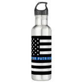 Thin Blue Line American Flag Monogram Waterfles (Voorkant)