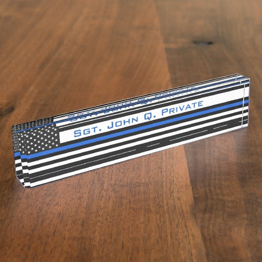Thin Blue Line American Flag Naambordje (Zijkant)