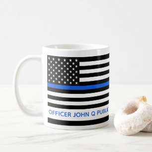 Thin Blue Line American Flag Name Sjabloon Koffiemok