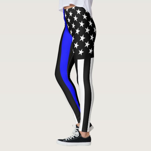 Thin Blue Line American Flag op afbeelding Leggings (Links)