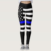 Thin Blue Line American Flag op afbeelding Leggings (Voorkant)