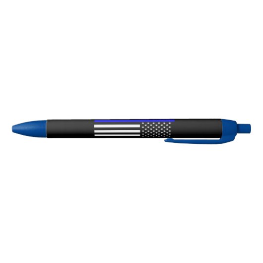 Thin Blue Line American Flag op een afbeelding op  Blauwe Inkt Pen (Bodem)