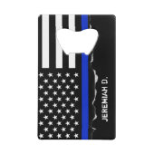 Thin Blue Line American Flag op maat Creditkaart Flessenopener (Voorkant)