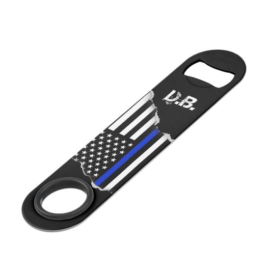 Thin Blue Line American Flag op maat Speed Flessenopener (Voorkant Gekanteld)
