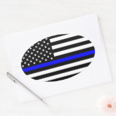 Thin Blue Line American Flag Ovale Sticker (Envelop)