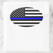Thin Blue Line American Flag Ovale Sticker (Tas)