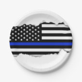 Thin Blue Line American Flag Papieren Bordje (Voorkant)