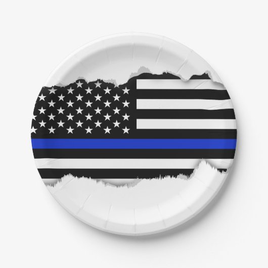 Thin Blue Line American Flag Papieren Bordje (Voorkant)