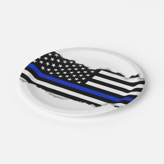 Thin Blue Line American Flag Papieren Bordje (Gekanteld)