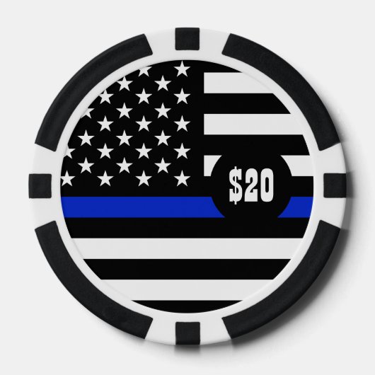 Thin Blue Line American Flag Pokerchips (Voorkant)