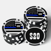 Thin Blue Line American Flag Pokerchips (Opstapeling)