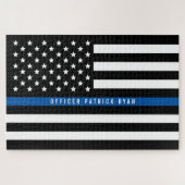 Thin Blue Line American Flag Police Monogram Legpuzzel (Horizontaal)