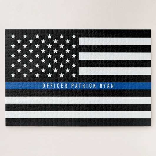 Thin Blue Line American Flag Police Monogram Legpuzzel (Horizontaal)