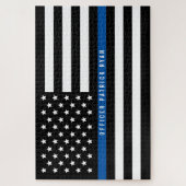 Thin Blue Line American Flag Police Monogram Legpuzzel (Verticaal)