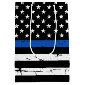 Thin Blue Line American Flag Police Officer Medium Cadeauzakje (Achterkant)