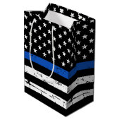 Thin Blue Line American Flag Police Officer Medium Cadeauzakje (Achterkant Gekanteld)