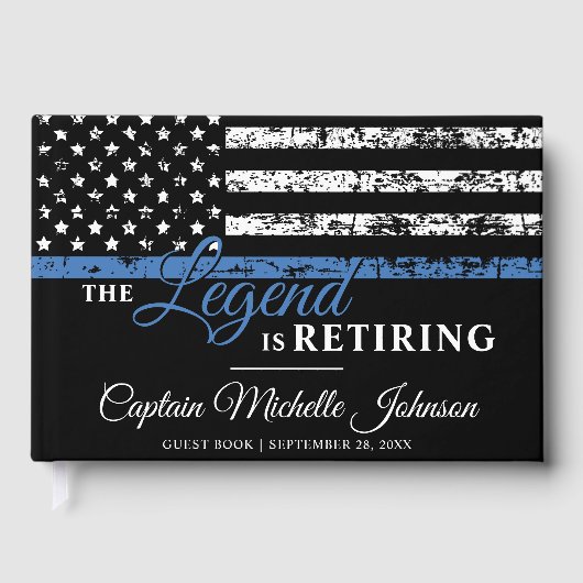 Thin Blue Line American Flag Police Retirement Gastenboek (Voorkant)