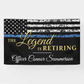 Thin Blue Line American Flag Police Retirement Spandoek (Horizontaal)