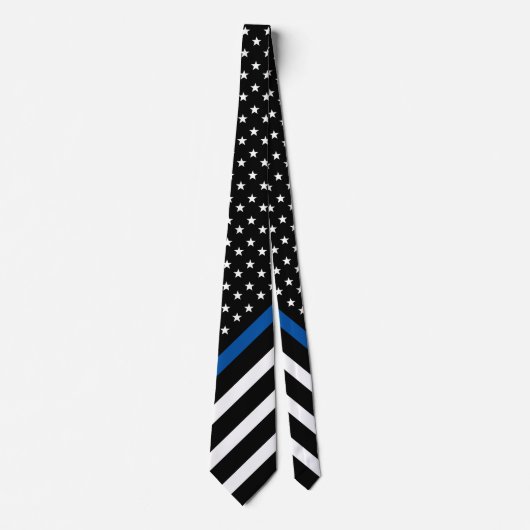 Thin Blue Line American Flag Police Stropdas (Voorkant)