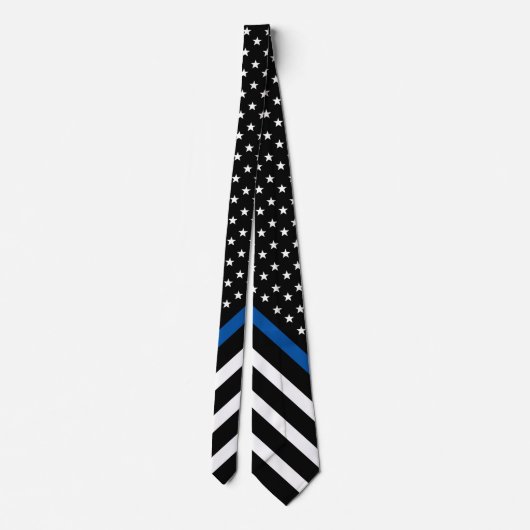 Thin Blue Line American Flag Police Stropdas (Achterkant)