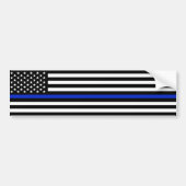 Thin Blue Line American Flag Police Style Bumpersticker (Voorkant)