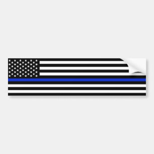 Thin Blue Line American Flag Police Style Bumpersticker