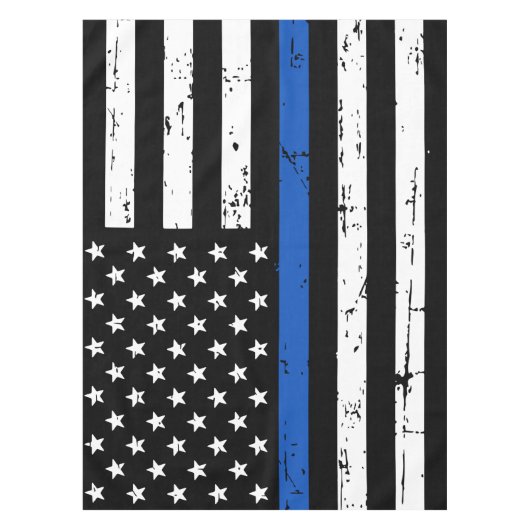 Thin Blue Line American Flag Police Tafelkleed (Voorkant)